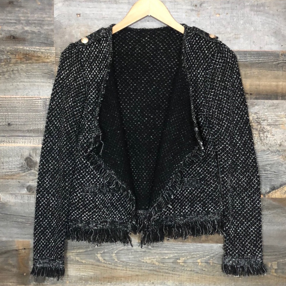 WHBM | Boucle Tweed Fringe Jacket